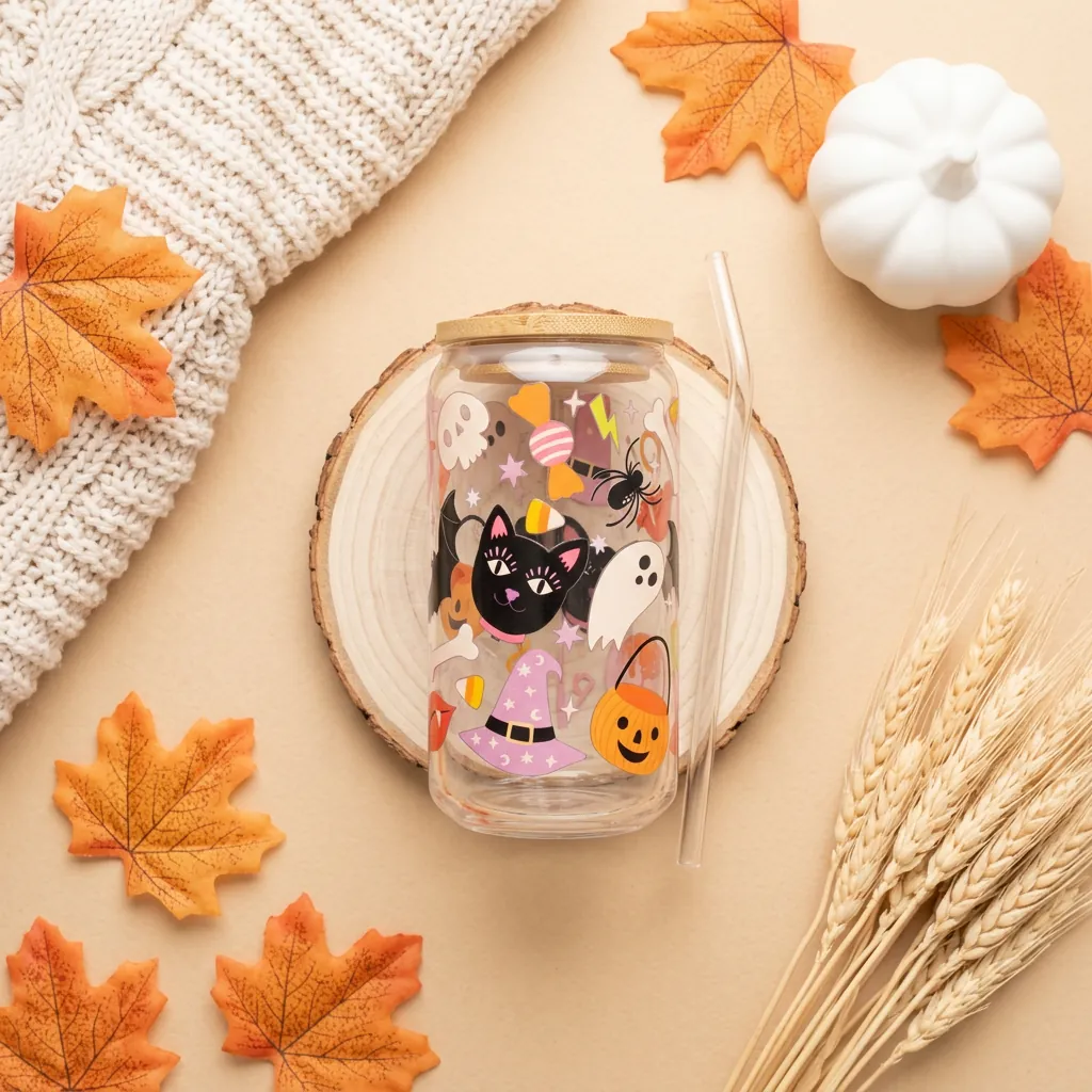 Colorween 16oz glass can cup