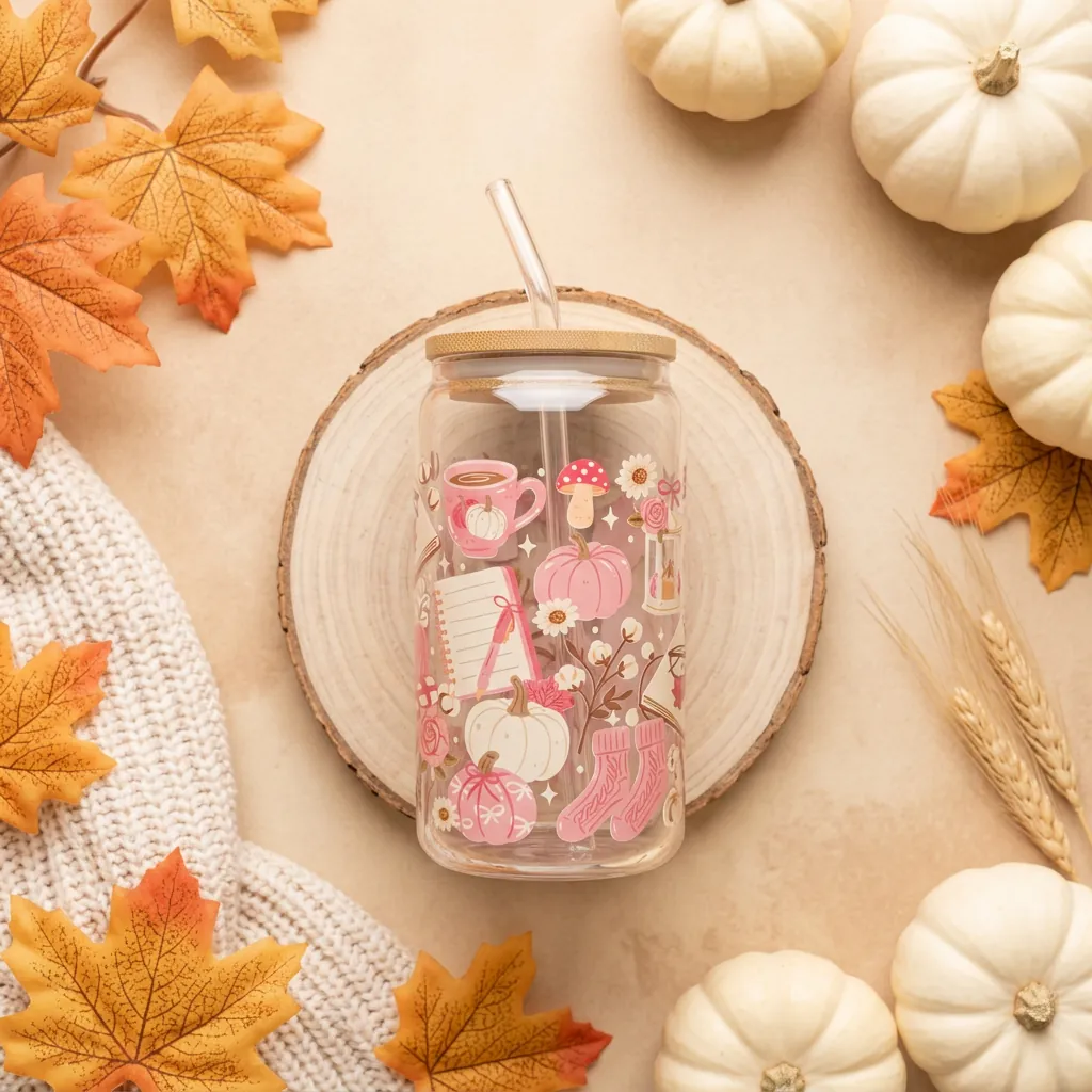 Cozy Pink 16oz glass can cup