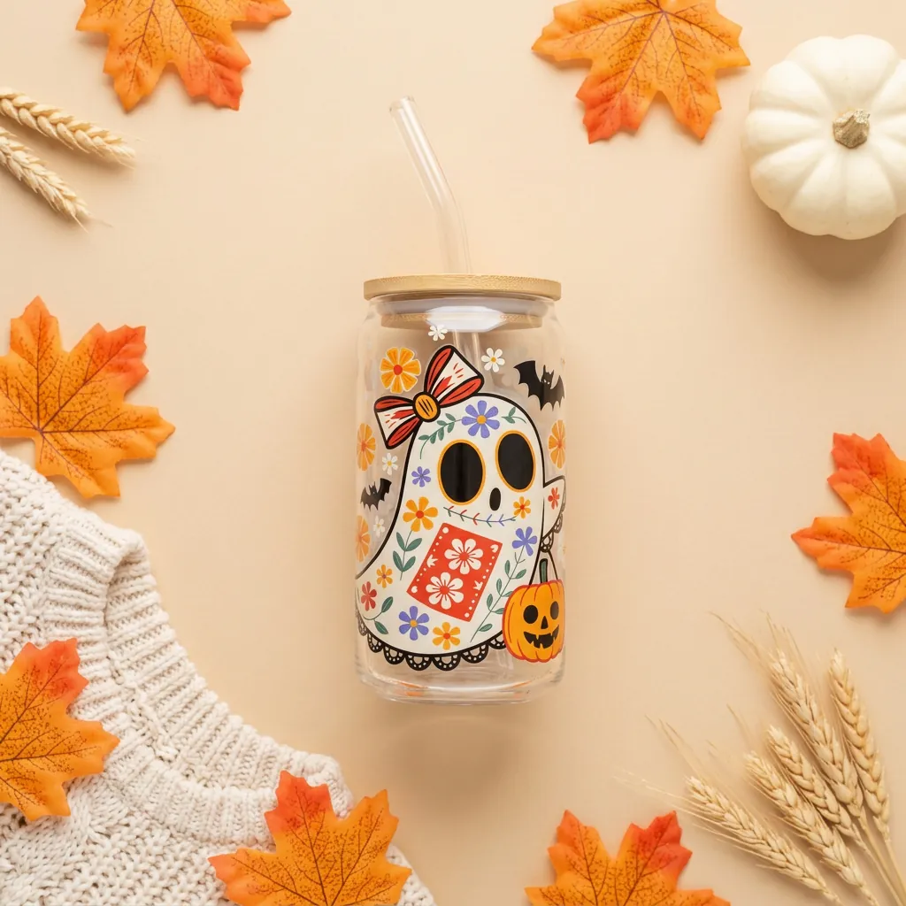 Death Ghost 16oz glass can cup