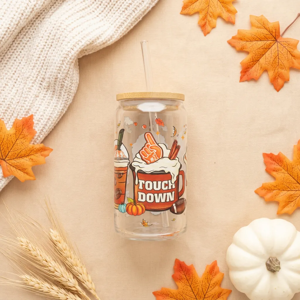 Football Flavor 16oz glass can cup