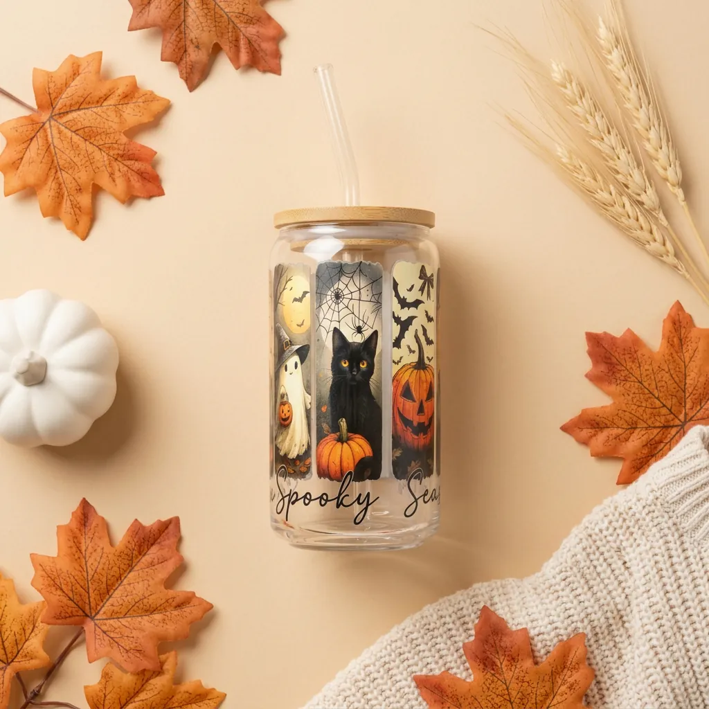 Hallowframes 16oz glass can cup