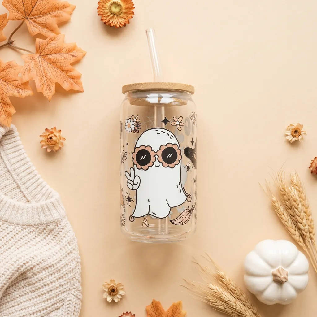 Peace Ghost 16oz glass can cup