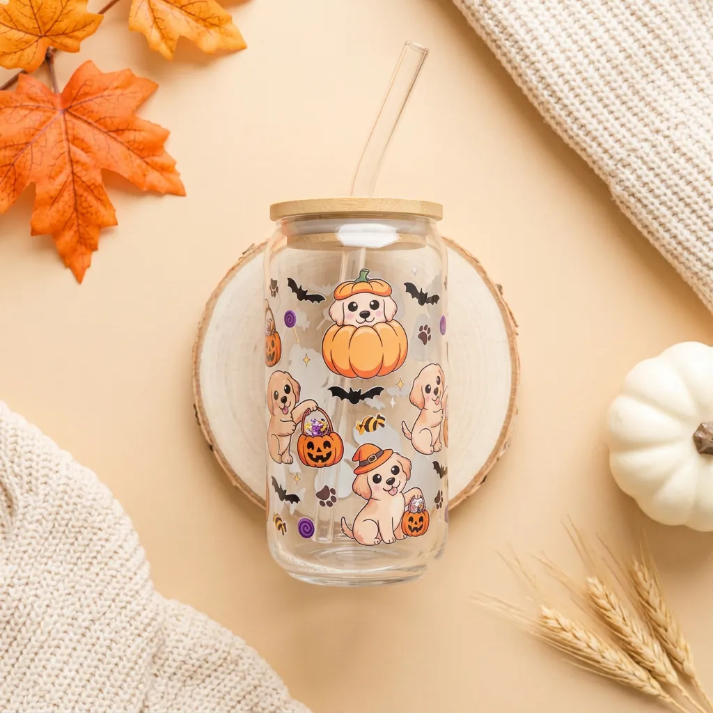 Pumpkin Lab 16oz glass can cup