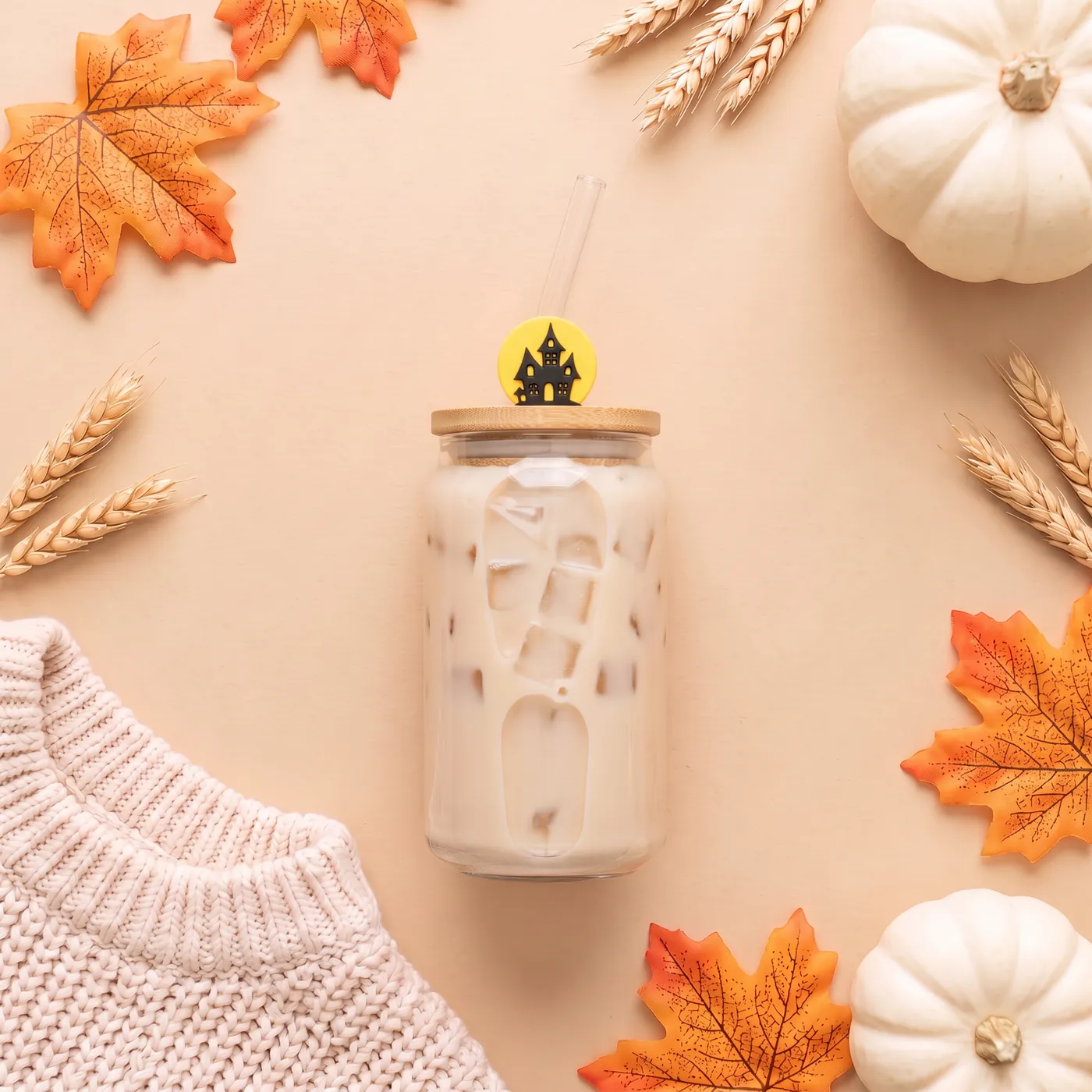 Spooky Fall Glass Straws 7.8 inch view 2