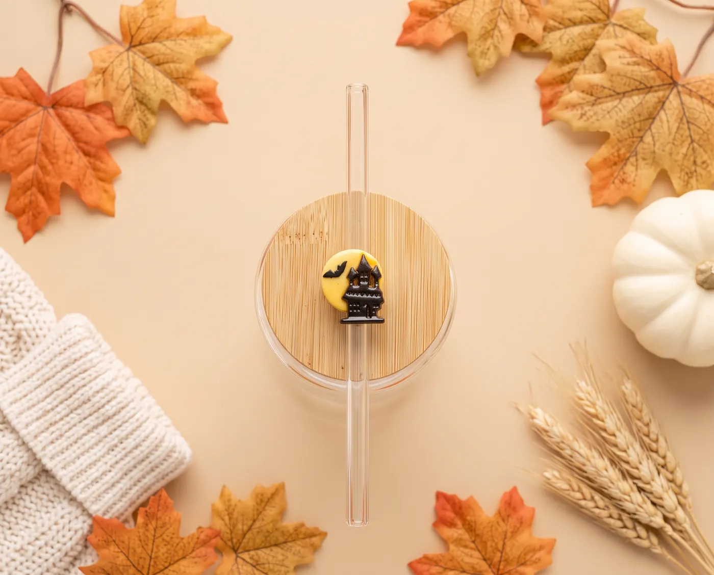 Spooky Fall Glass Straws 7.8 inch view 3