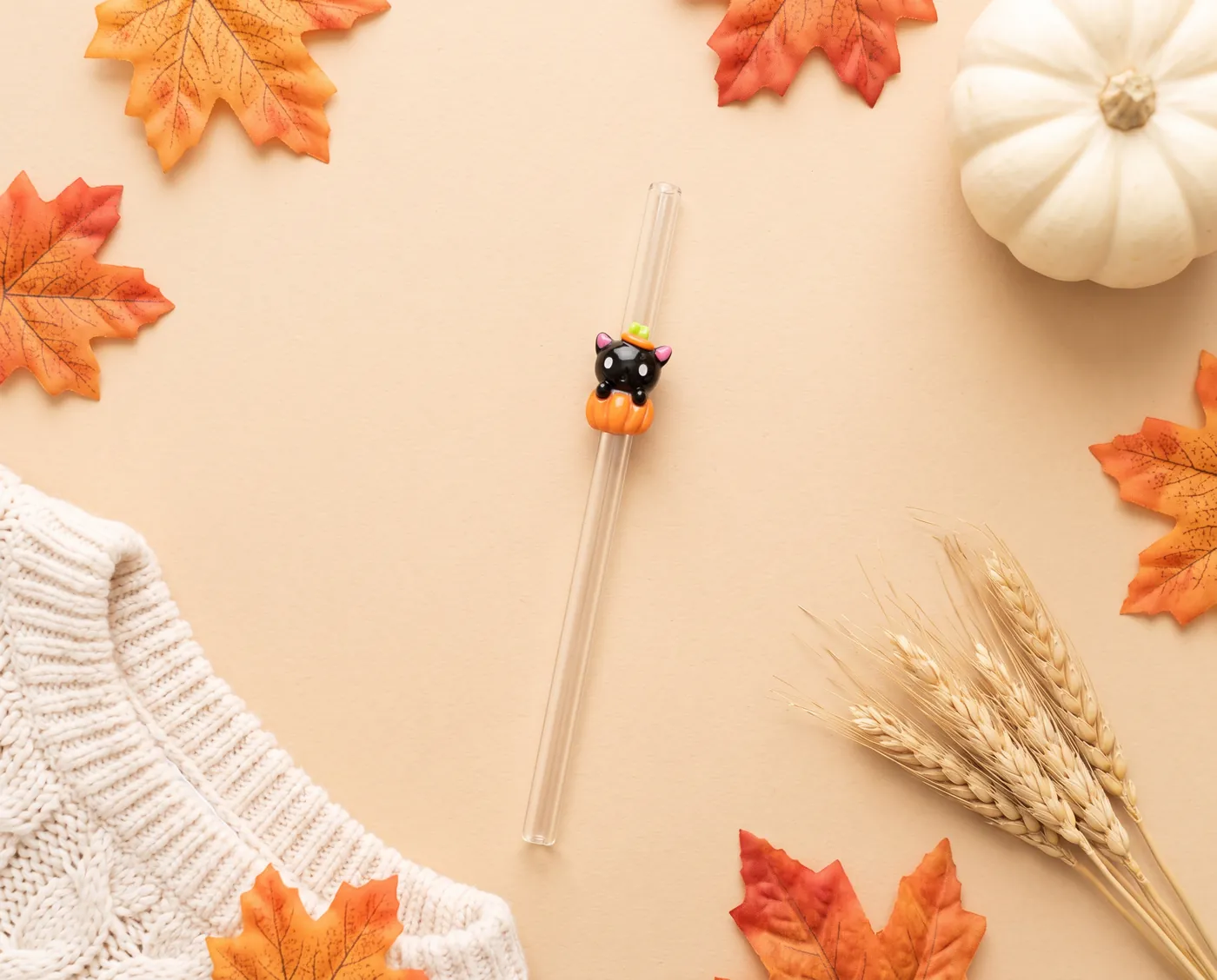 Spooky Fall Glass Straws 7.8 inch view 4