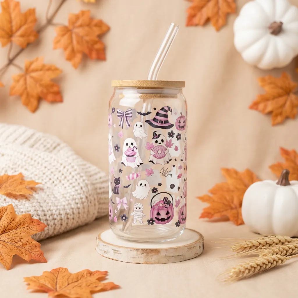 Sweet Ghost 16oz glass can cup