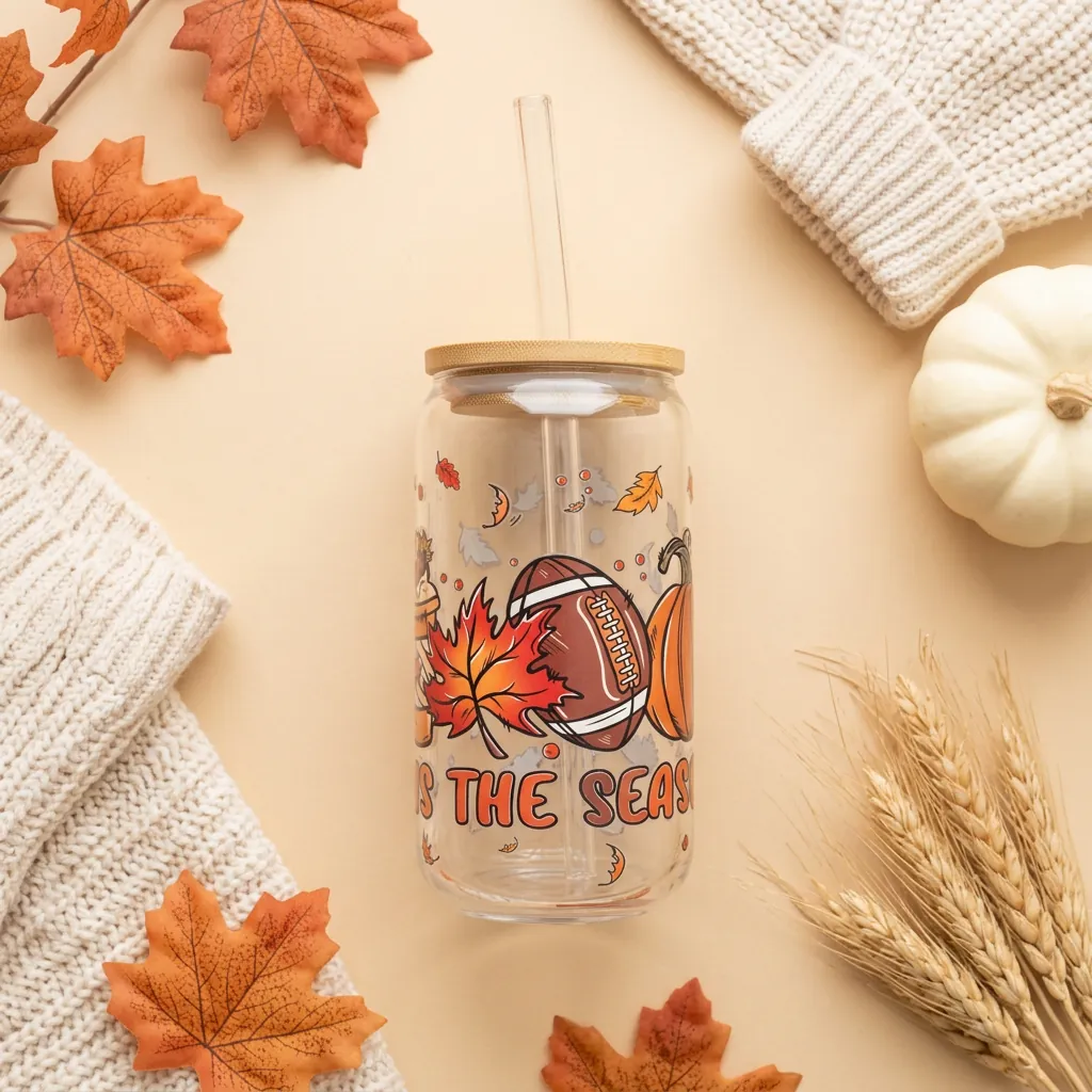 Touchdown Fall 16oz glass can cup
